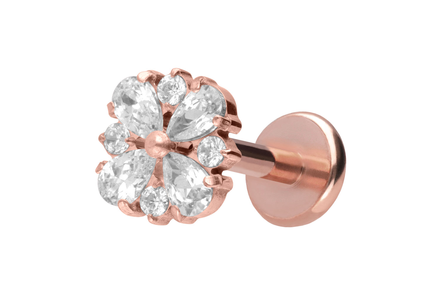 Titan Labret Piercing mit Push Fit KRISTALLORNAMENT